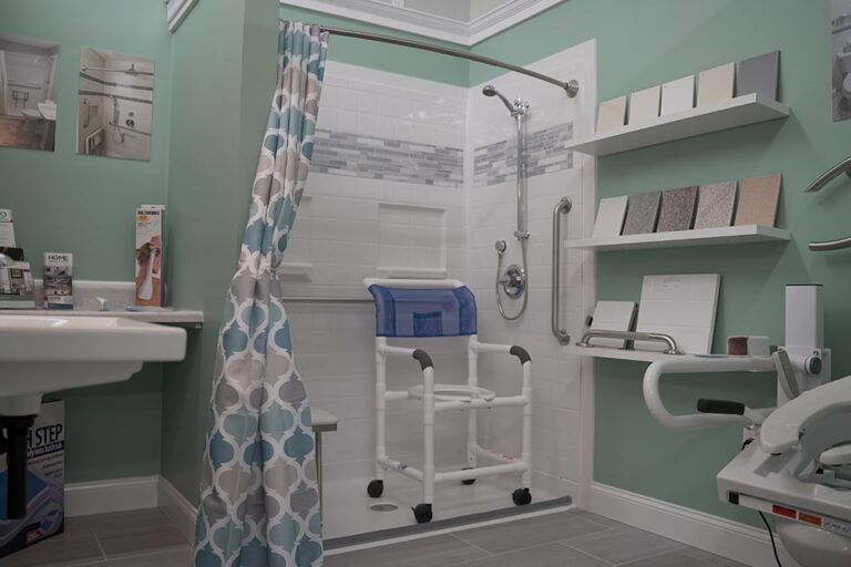 Roll In Shower, EZ-Access Toilet Lift, Roll Under Bathroom Sink