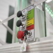EZ-Access Passport Vertical Platform Lift showing push button controls
